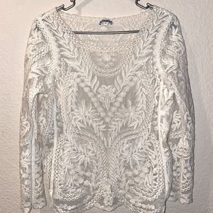 Beautiful, lace, white, long sleeve shirt